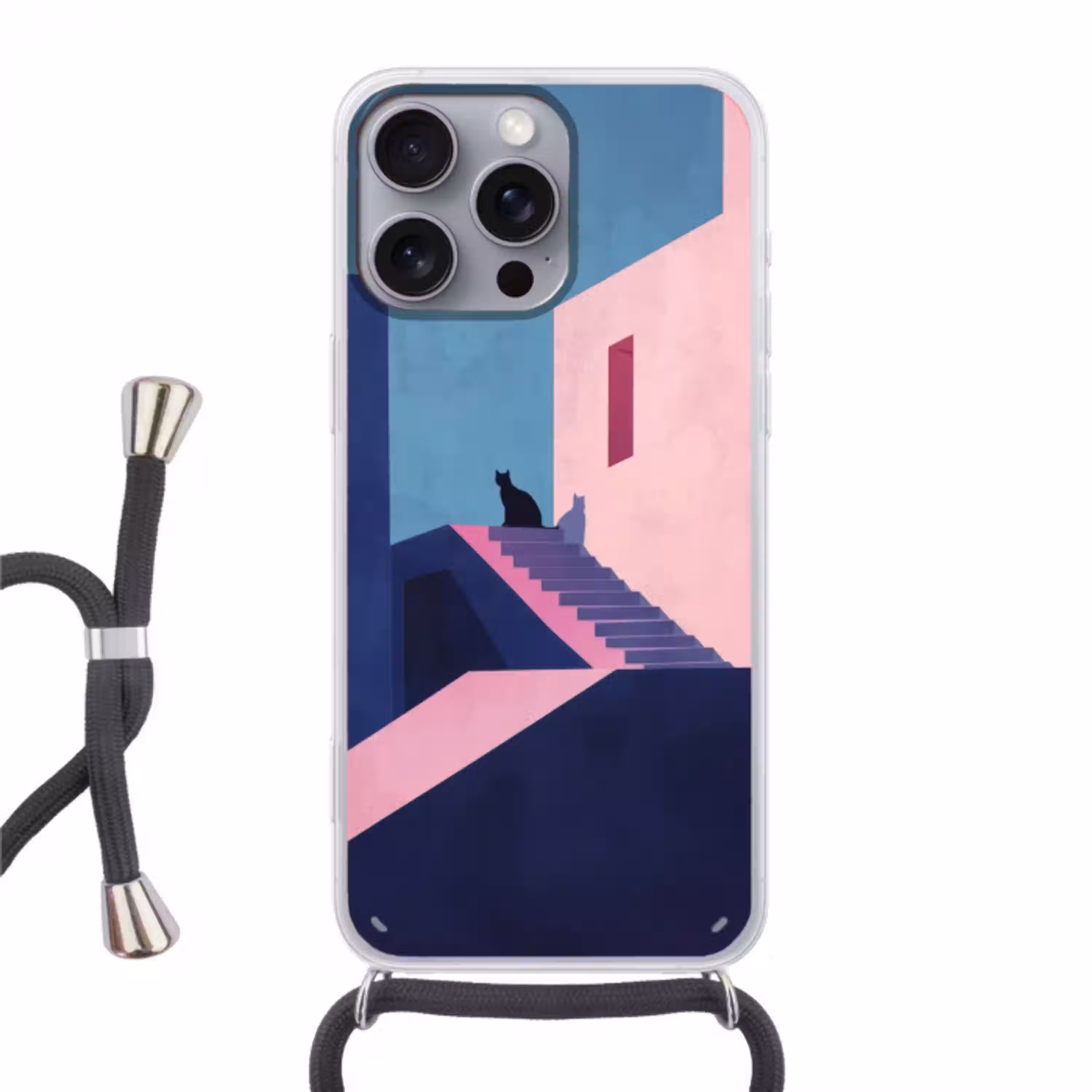 Astronaut - Neon - Roze - Wolken Hoesje iPhone 16 Pro Max met koord klein -3d