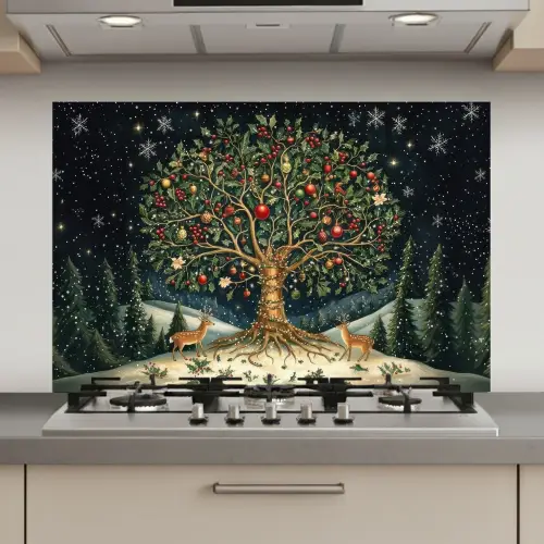 Feestboom - Winterhemel - Kleurrijk keuken achterwand spatscherm klein -3d_website