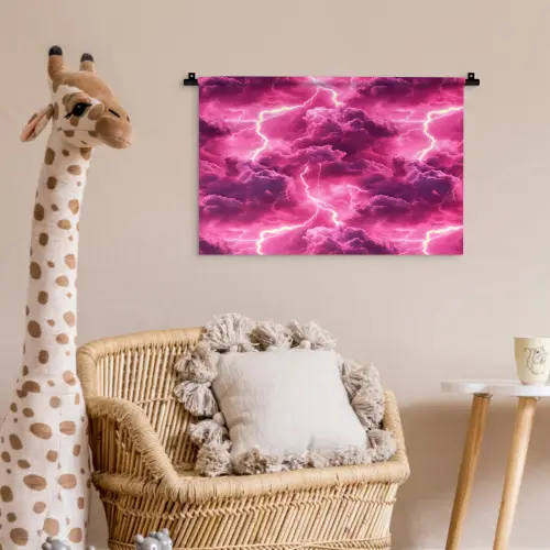 Roze - Onweer - Wolken Wandkleed katoen klein 269 -wsfeer5_kind