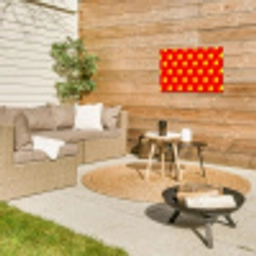 Ster - Patroon - Geel Tuinposter op houten frame 2 cm dik klein 845 -sfeer2