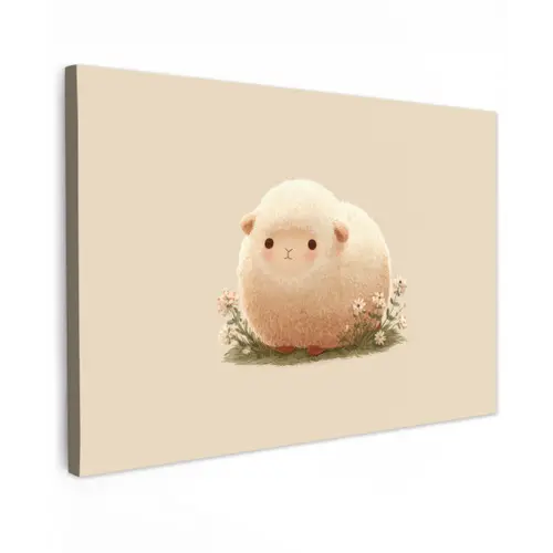 Schaap - Beige - Bloemen canvas 2cm klein -z3d