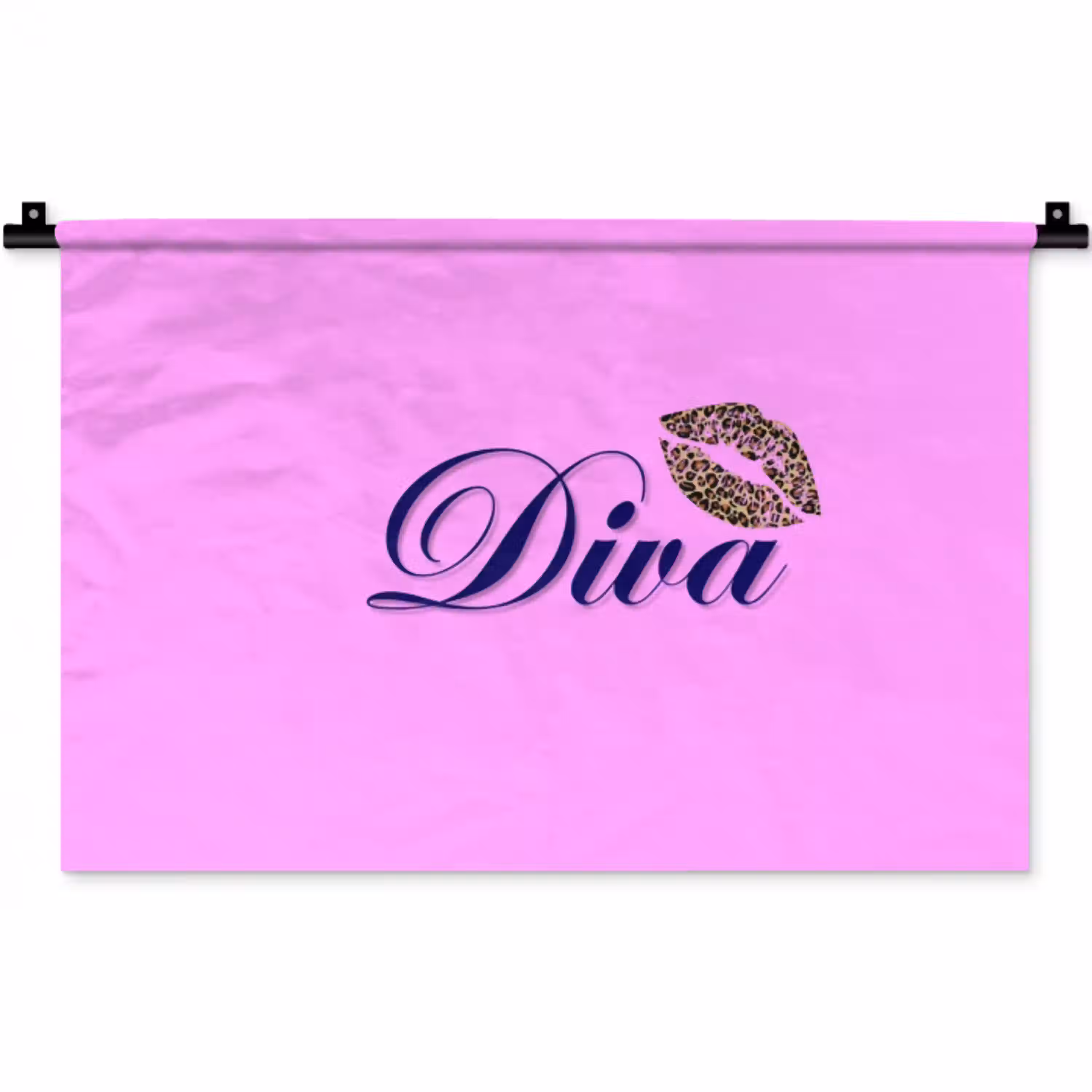 Diva - Lip - Panterprint - Roze Wandkleed katoen klein -zz3d