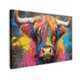 Graffiti - Schotse hooglander - Koe - Kleurrijk canvas 2cm klein -z3d