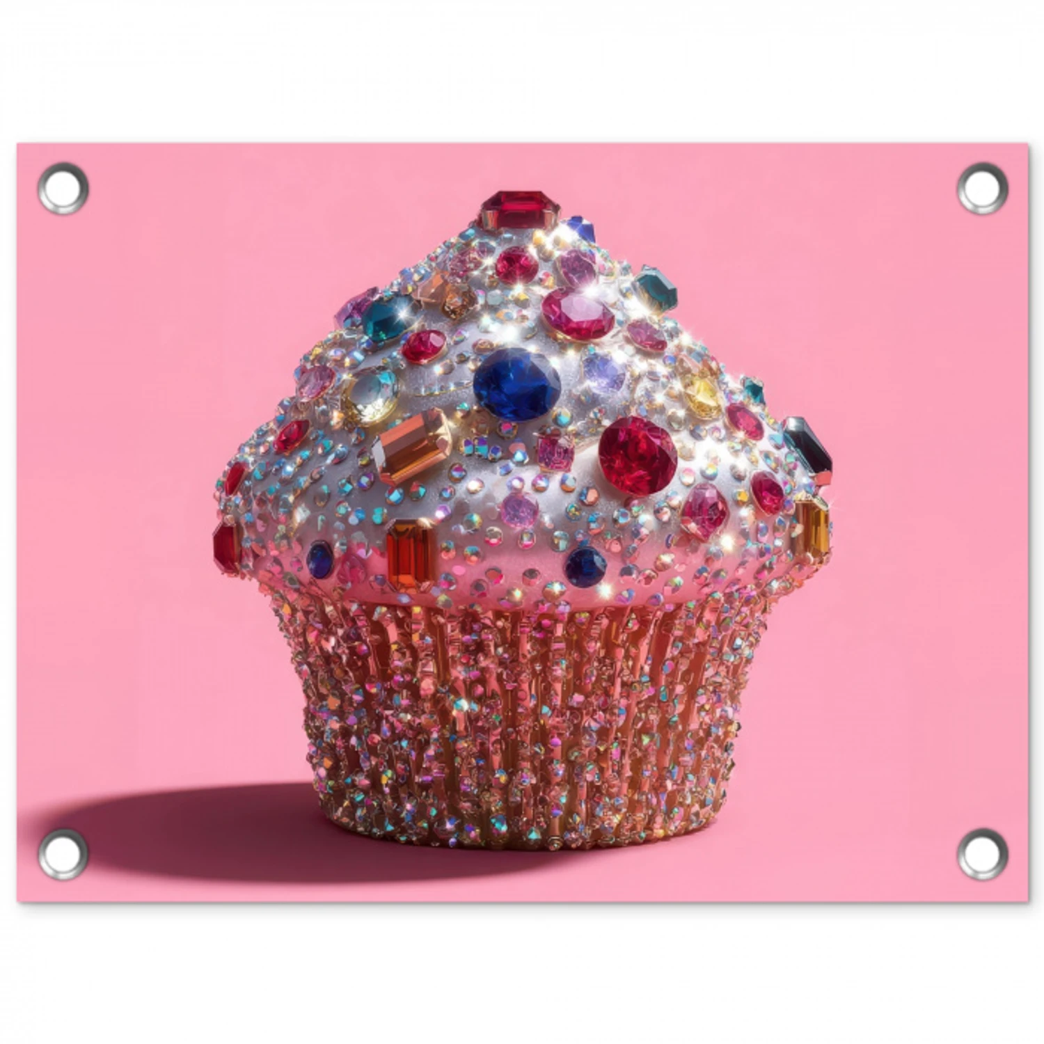 Cupcake - Kleurrijk - Edelstenen tuinposter los doek klein -3d