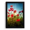 Klaprozen - Toscane - Zon - Rood - Blauw fotolijst zwart zonder passe partout klein -3d