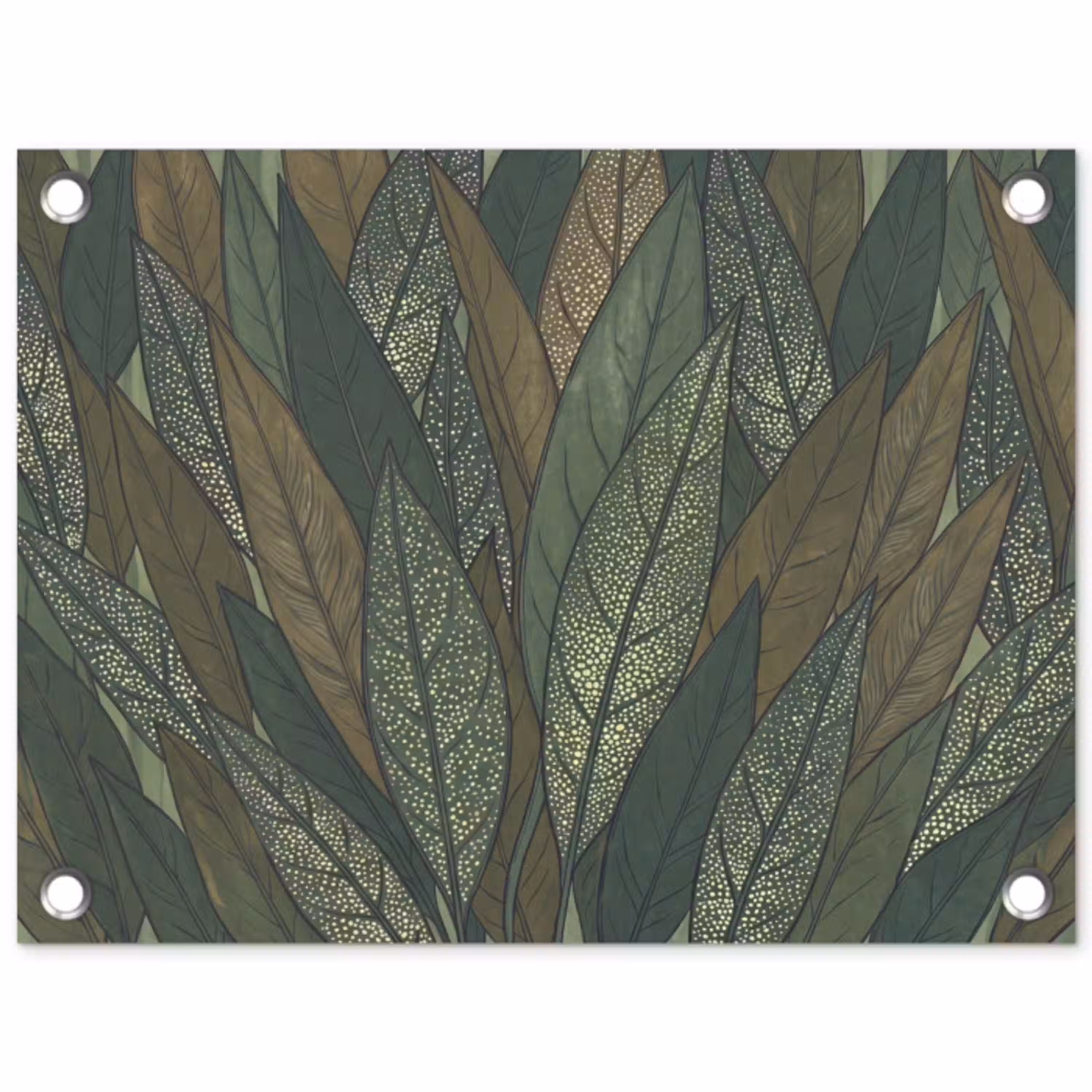 Bladeren - Patroon - Gestippeld - Natuur - Groen tuinposter los doek klein -3d