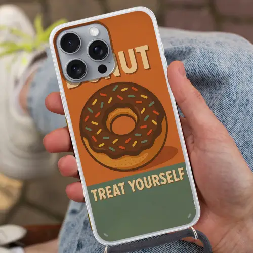 Donut - Spikkels - Kleurrijk - Quote Hoesje iPhone 16 Pro Max met koord klein -sfeer3