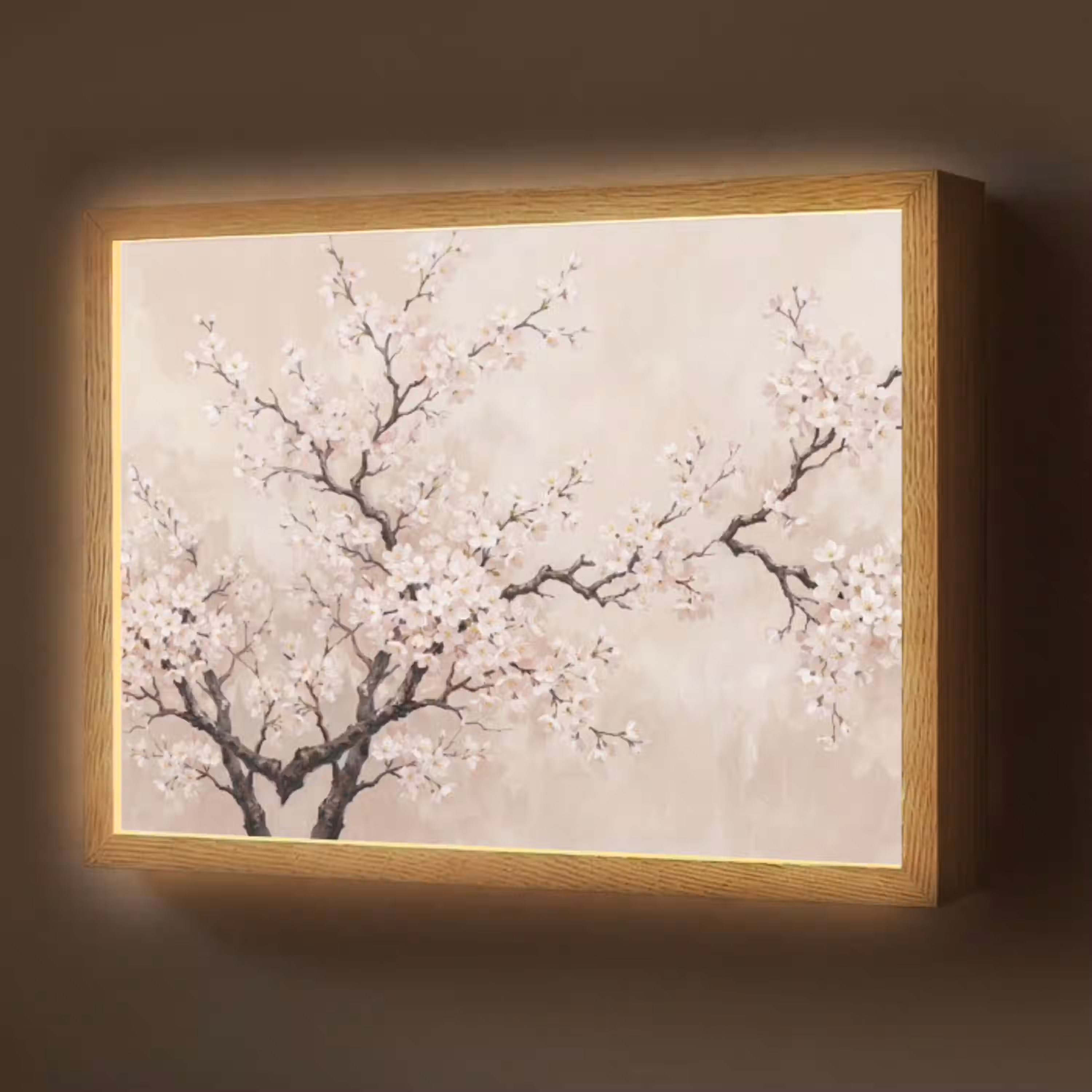 Bloesem - Illustratie - Taupe Light Box met batterij (Wandlamp) middel -z3d_website