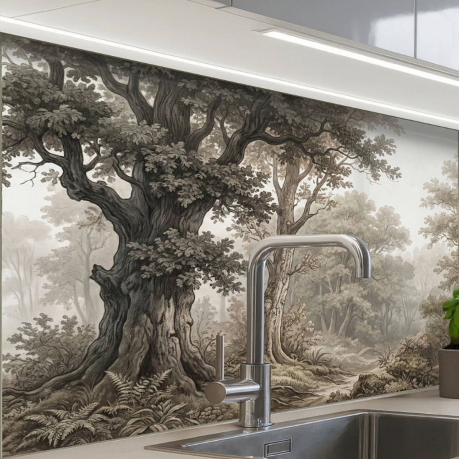 Natuur - Bos - Eik keuken achterwand 2 middel -zzzz3d_schuin