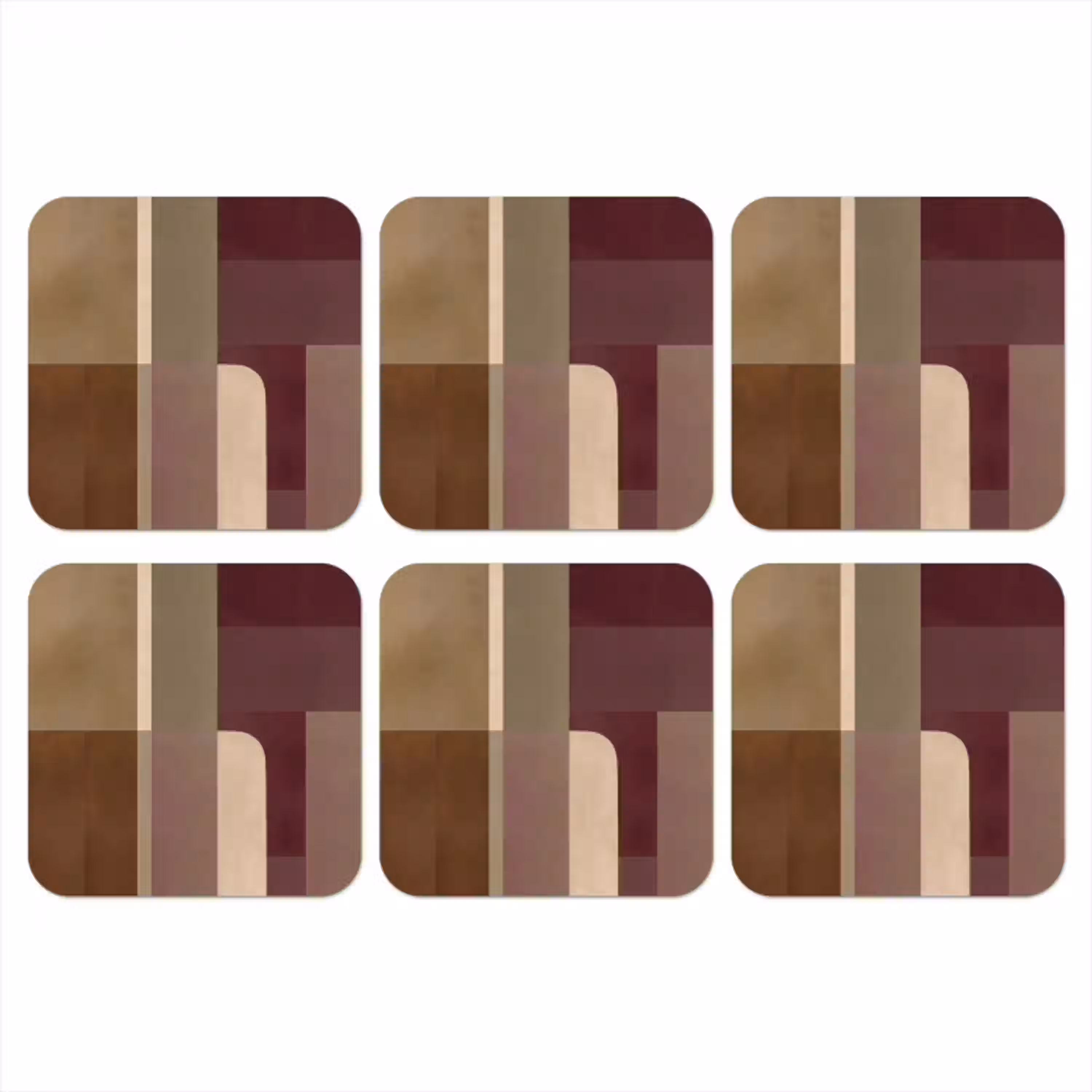 Vlakken - Abstract - Bordeaux - Lijnen onderzetter kurk middel -3d