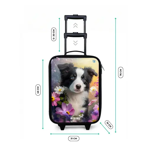 zwart witte puppy tussen kleurrijke bloemen Kinderkoffer - Zwart klein -productfoto_formaten