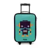 Groene robot Kinderkoffer - Zwart klein -3d