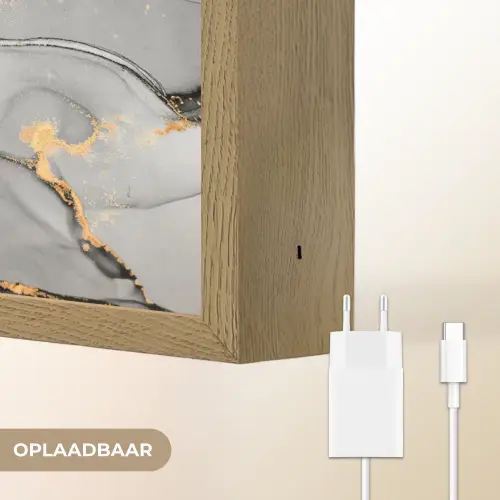 Marmer - Goud - Grijs Light Box met batterij (Wandlamp) middel -USP_websiteoplaadbaarNL