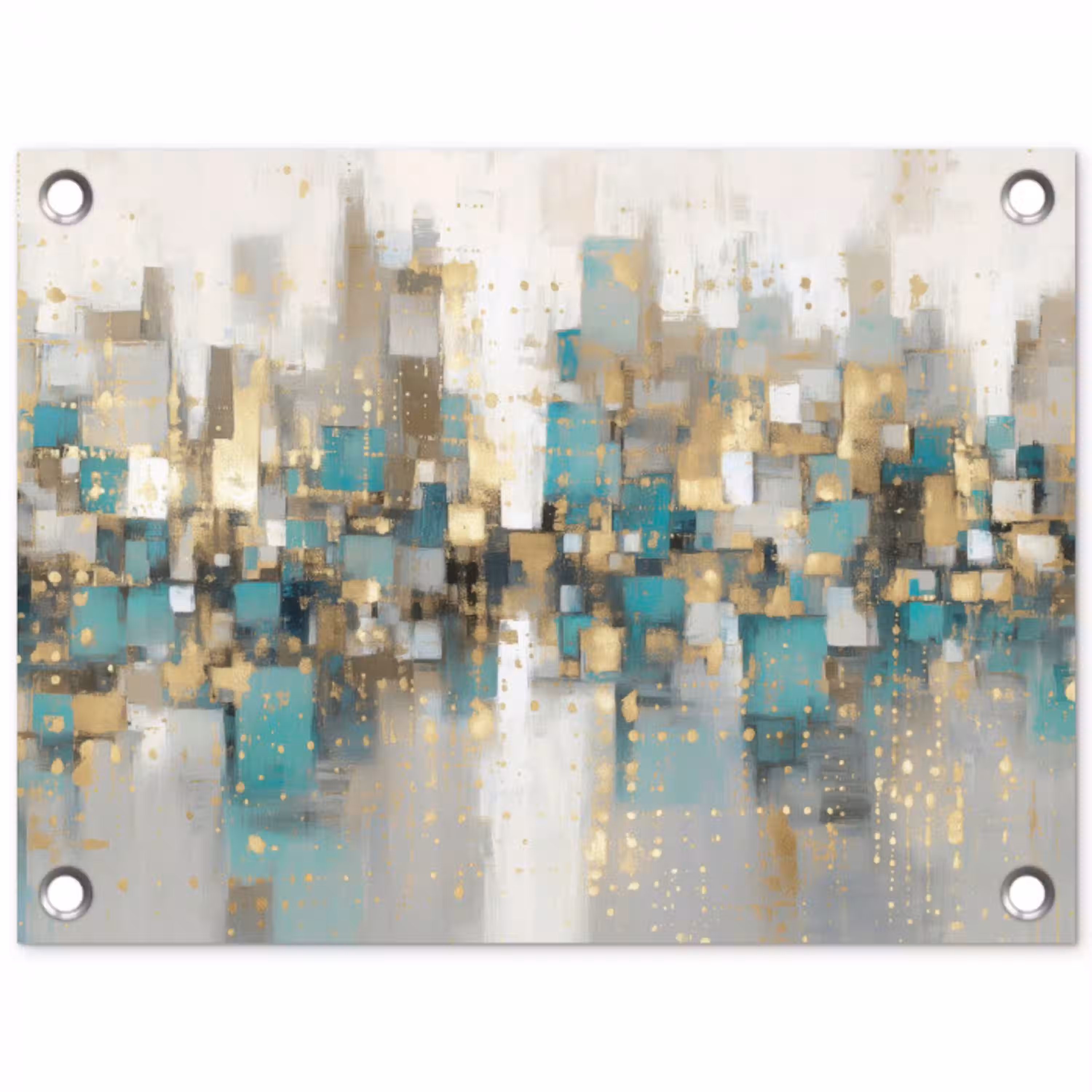 Abstract - Blokken - Goud - Skyline tuinposter los doek klein -3d