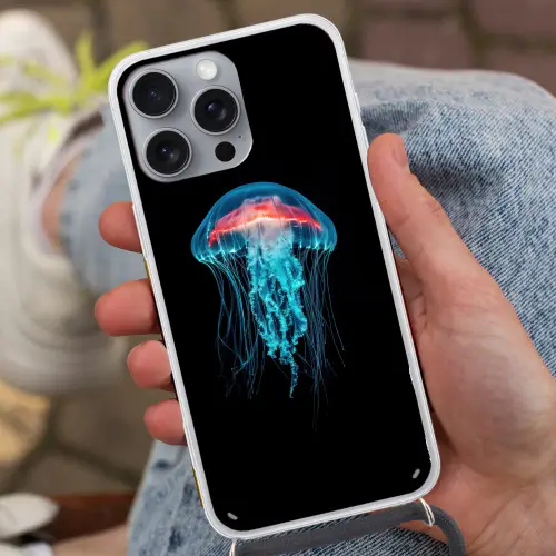 Kwal - Tentakels - Blauw - Licht Hoesje iPhone 16 Pro Max met koord klein -sfeer3