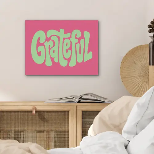 Grateful - Groen - Grafisch - Vloeiend PET vilt klein -sfeer3