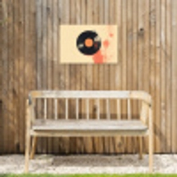 Vinylplaat - Zwart - Verfspatten - Retro Tuinposter op houten frame 2 cm dik klein -sfeer4