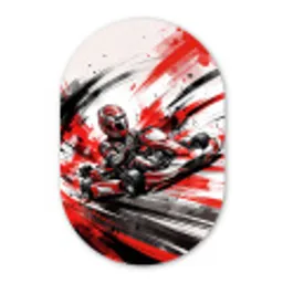 Kart - Coureur - Snelheid - Rood Wandcirkel Ovaal Forex klein -3d