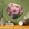 Bloemen - Paars - Wazig Wandcirkel Organisch Aluminium middel -sfeer2