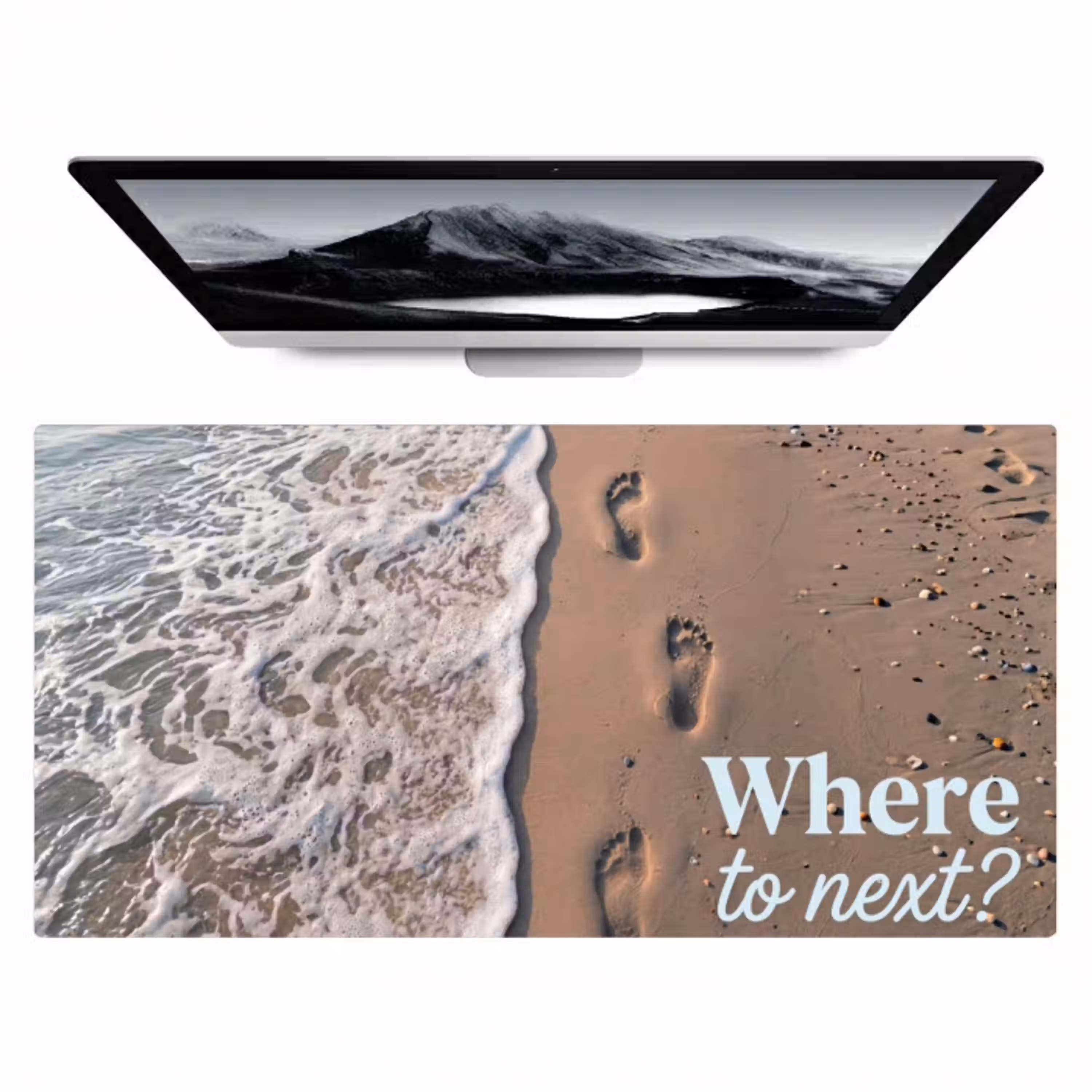 Where to next - Strand - Voetstappen Muismat XXL klein -zzz3d