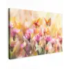 Vlinders - Oranje - Bloemen Tuinposter op houten frame 2 cm dik klein -3d