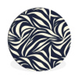 Bladvormen - Blauw - Patroon - Wit Wandcirkel aluminium klein 190 -3d
