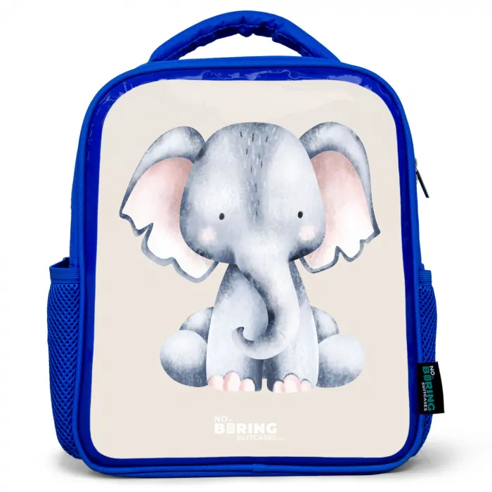 Olifant tekening tegen een beige achtergrond Kinderrugzak - Blauw middel -3d