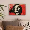 Graffiti - Vrouw - Rood - Street art - Banksy canvas 2cm klein -sfeer1