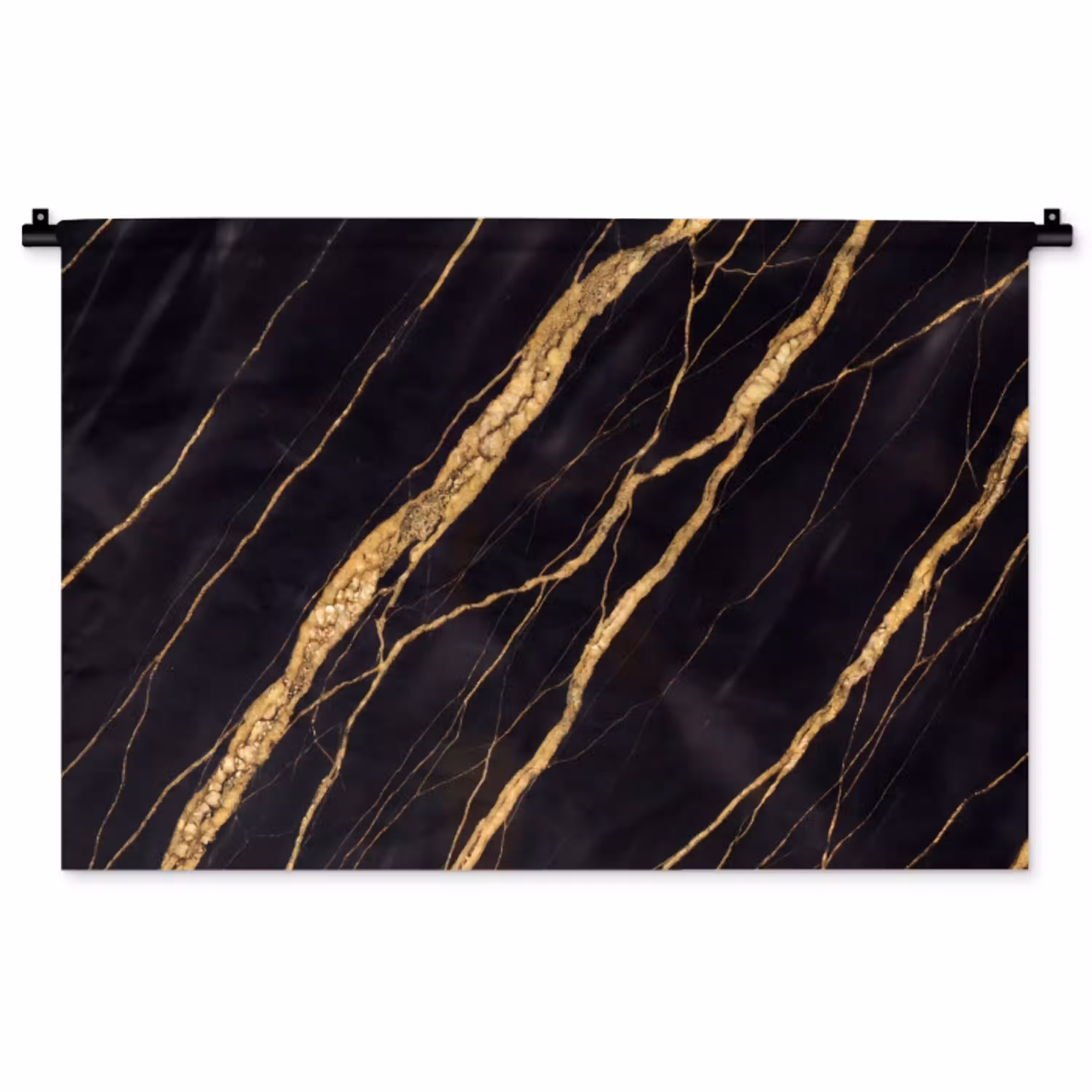 Marmer - Goud - Textuur - Abstract - Zwart Wandkleed katoen middel -zz3d
