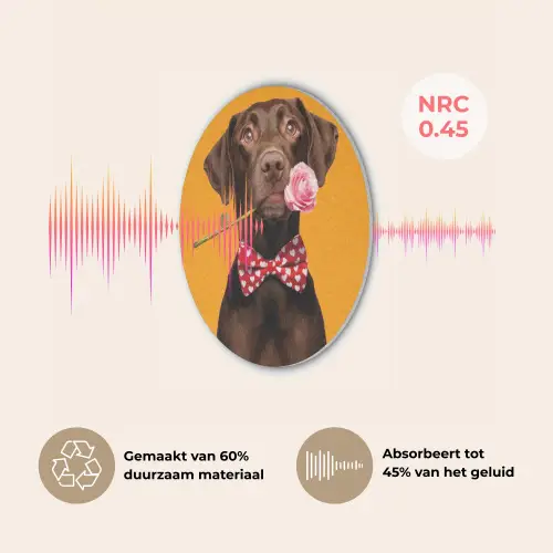 Hond - Oranje - Roos - Valentijn Akoestische PET Vilt - Rond klein -USP_NL