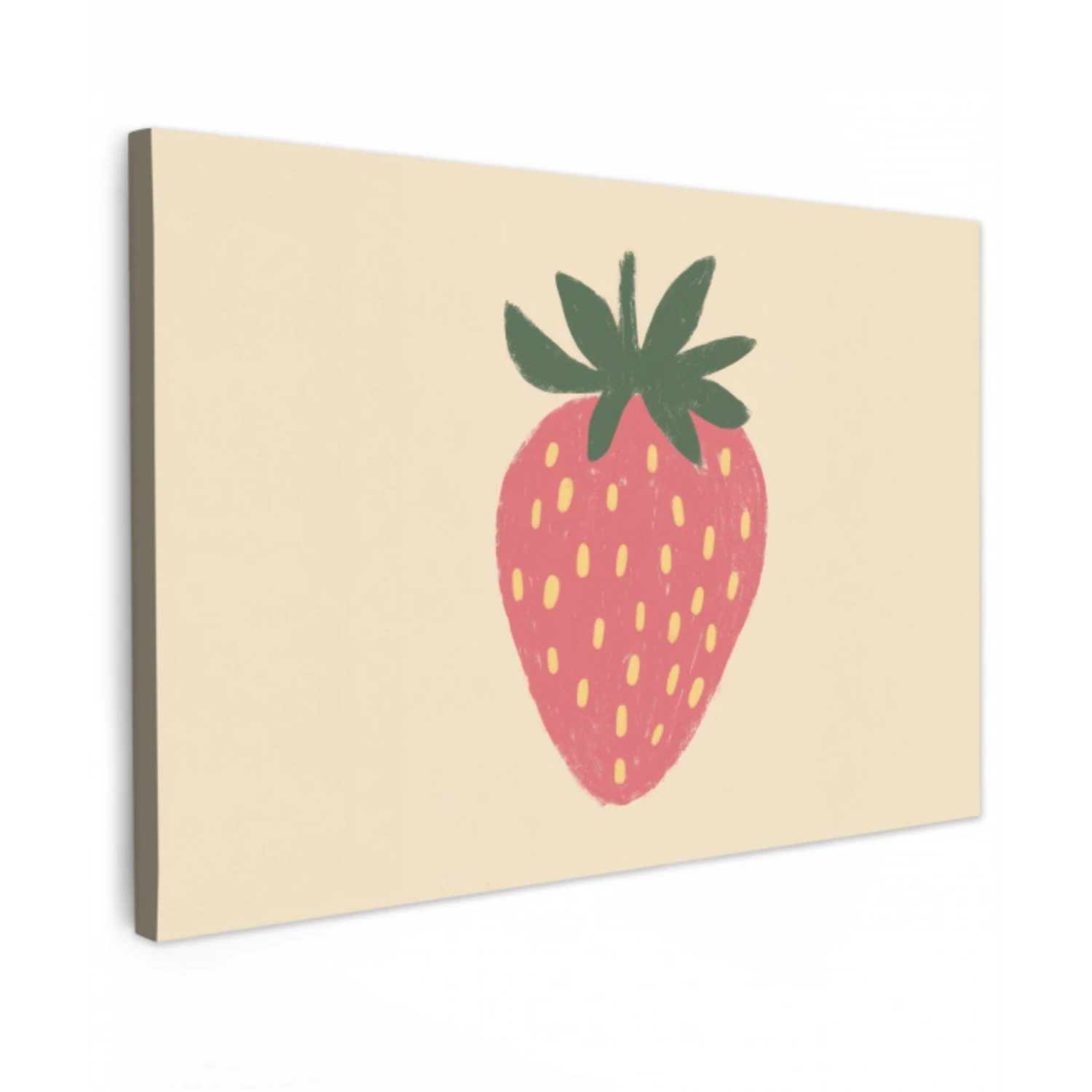 Aardbei - Minimalistisch - Rood - Fruit Tuinposter op houten frame 2 cm dik klein -3d