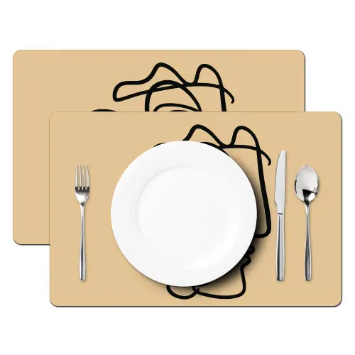 Overlappende profielen - Lichtbruin - Zwart Placemat vinyl groot -zzsfeer2_Kitchenyeah-website