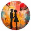Street art - Liefde - Graffiti - Kunst - Banksy Wandcirkel kunststof plaat 5mm dik klein -3d