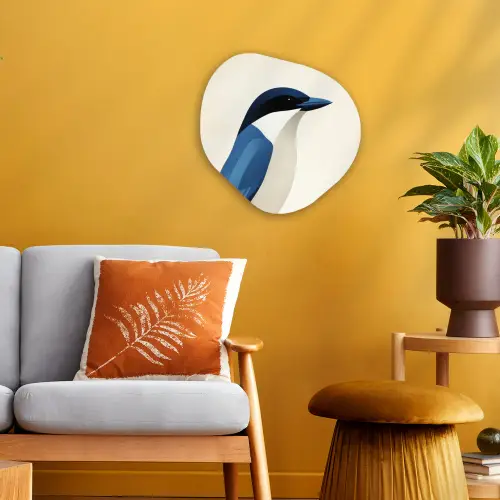 Illustratie - Blauw - Vogel Wandcirkel Organisch Forex 3mm klein -sfeer4