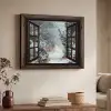 Bos - Winter - Bomen - Natuur - Pad - Doorkijk Textielframe zwart klein -sfeer3