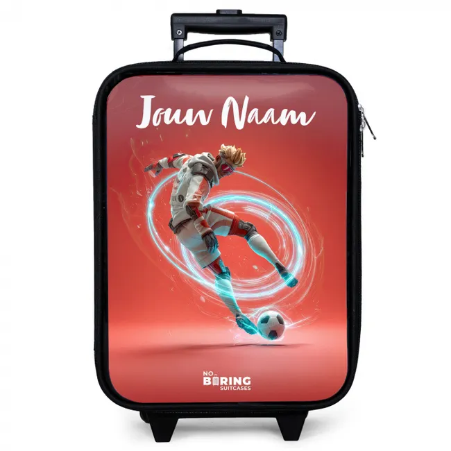 Voetballer - Bal - Lichtcirkel - Rood Kinderkoffer - Zwart klein -zzz_website3d