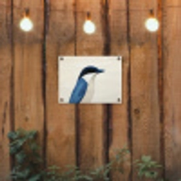 Illustratie - Blauw - Vogel tuinposter los doek klein -sfeer1