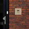 Beige met stippen - Modern Naambord Vierkant klein -sfeer1-XS