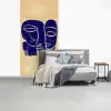 Okergeel - Blauw - Eenvoudige lijnen fotobehang vinyl groot -slaapkamer