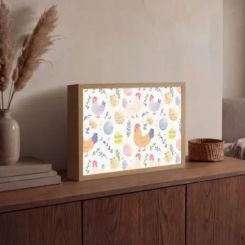 Patroon - Kip - Paaseieren Light Box met batterij (Wandlamp) middel -sfeer2