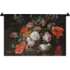 Stilleven met bloemen en een horloge - Schilderij van Abraham Mignon Wandkleed katoen klein -zz3d