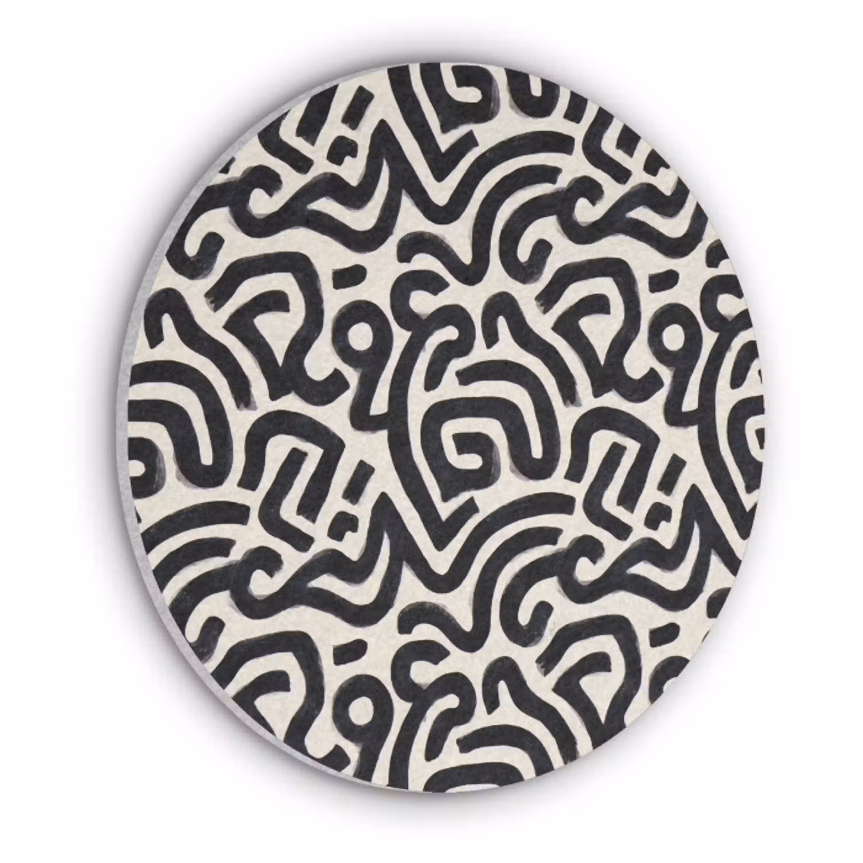 Modern - Abstract - Zwart Akoestische PET Vilt - Rond klein 838 -3d
