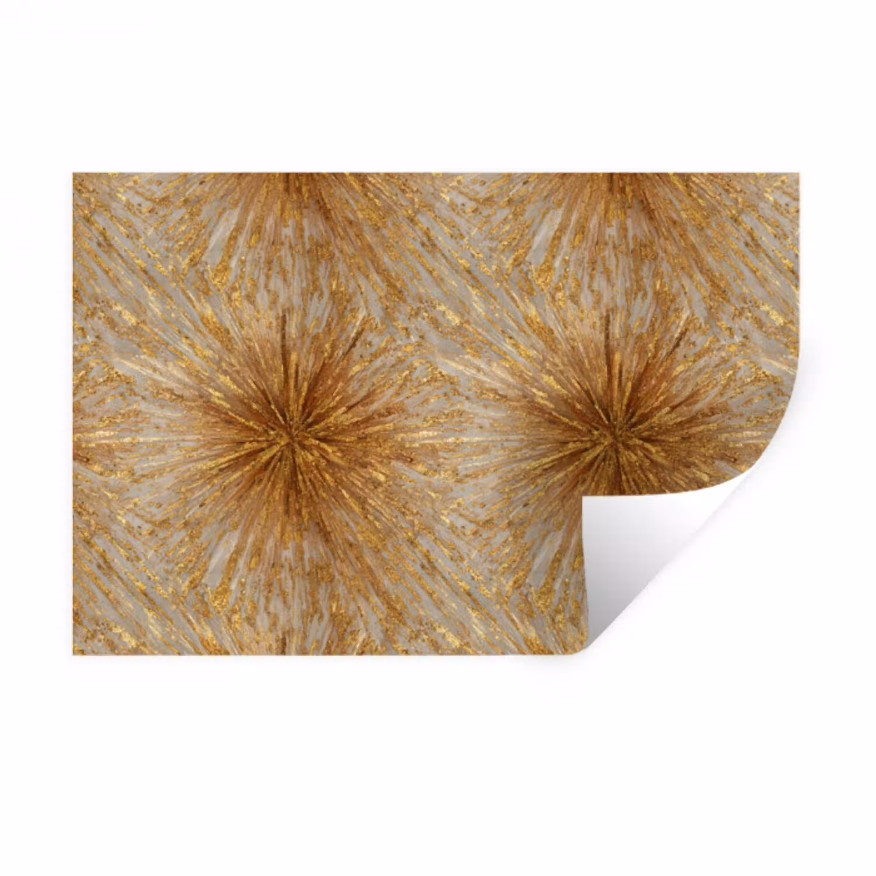 Explosie - Abstract - Goud - Wit Muursticker klein 286 -3d