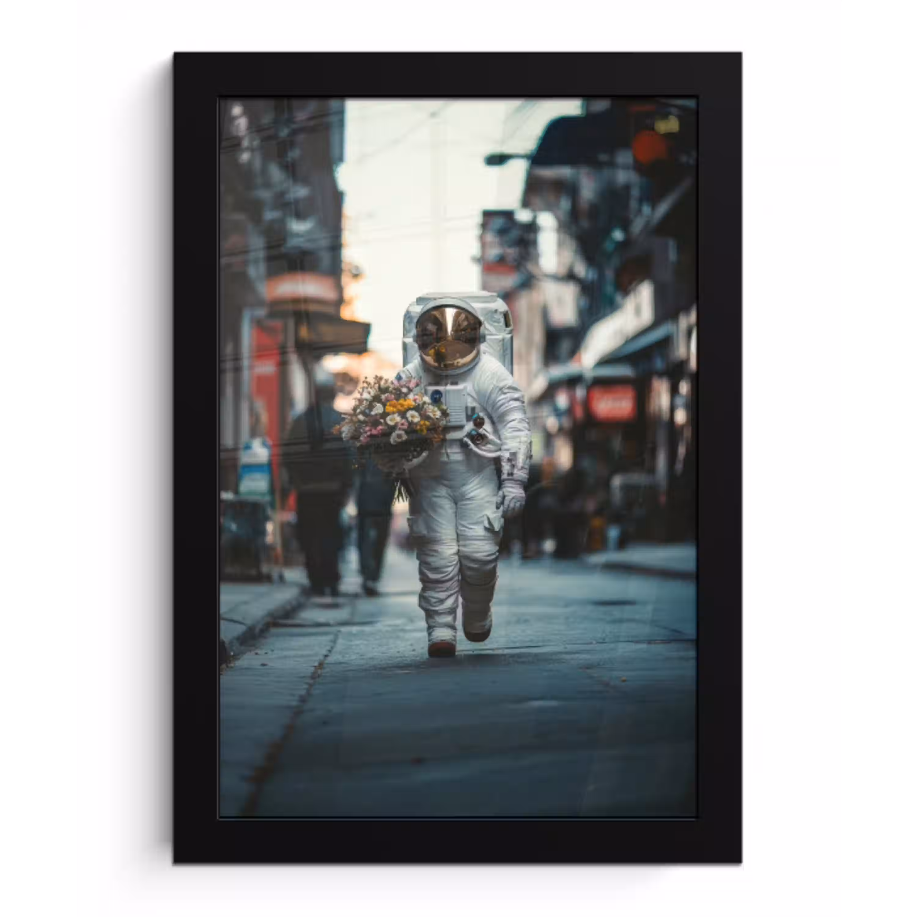 Boeket - Bloemen - Kleurrijk - Astronaut fotolijst zwart zonder passe partout klein -3d