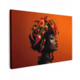 Vrouw - Chilipepers - Pepers - Bloemen canvas 2cm klein -z3d