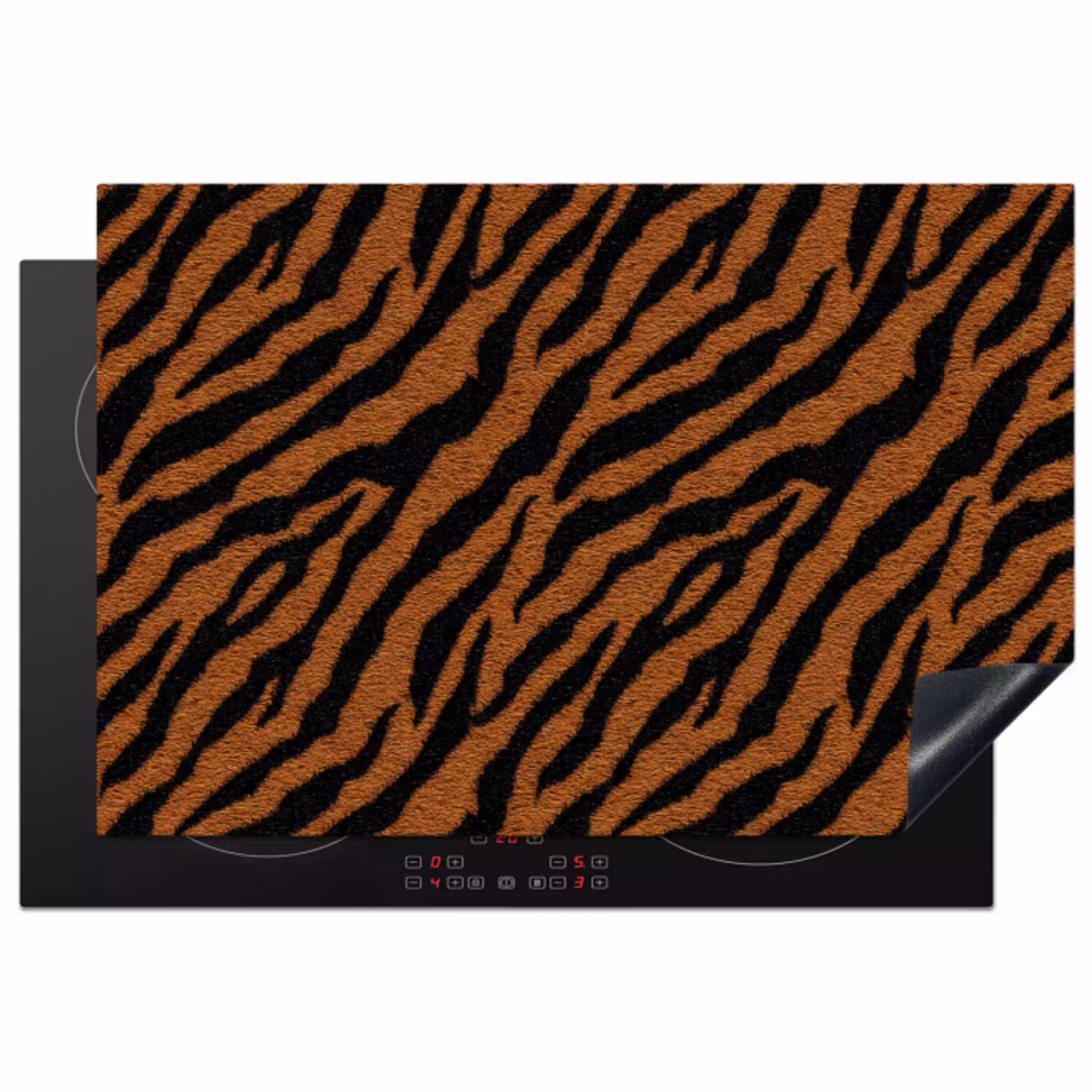 Tijger - Vacht - Zwart Inductie beschermer vinyl 3mm klein 276 -3d