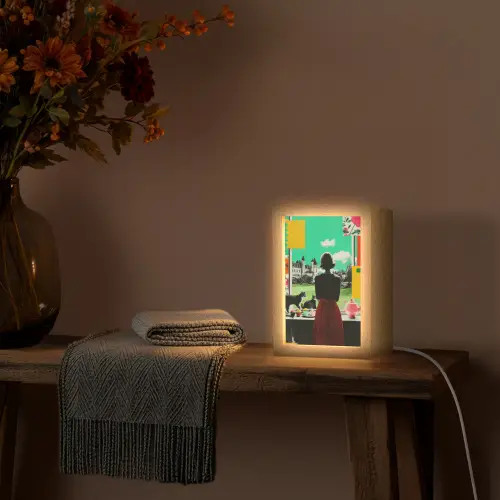 Vrouw - Keuken - Katten - Doorkijk Light Box met kabel (Tafellamp) klein -sfeer4