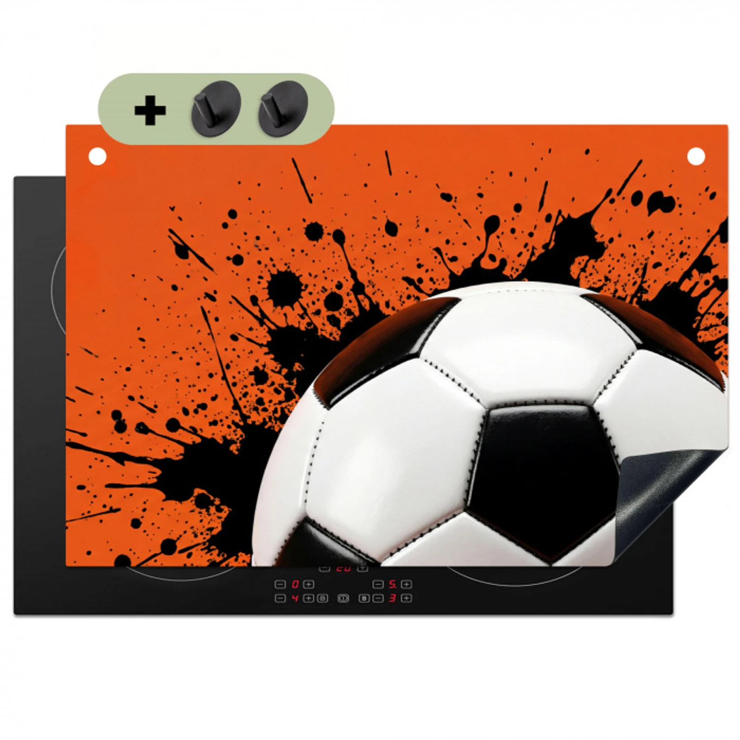 Voetbal - Verf - Sport - Oranje Inductie beschemer met haakjes klein -3d