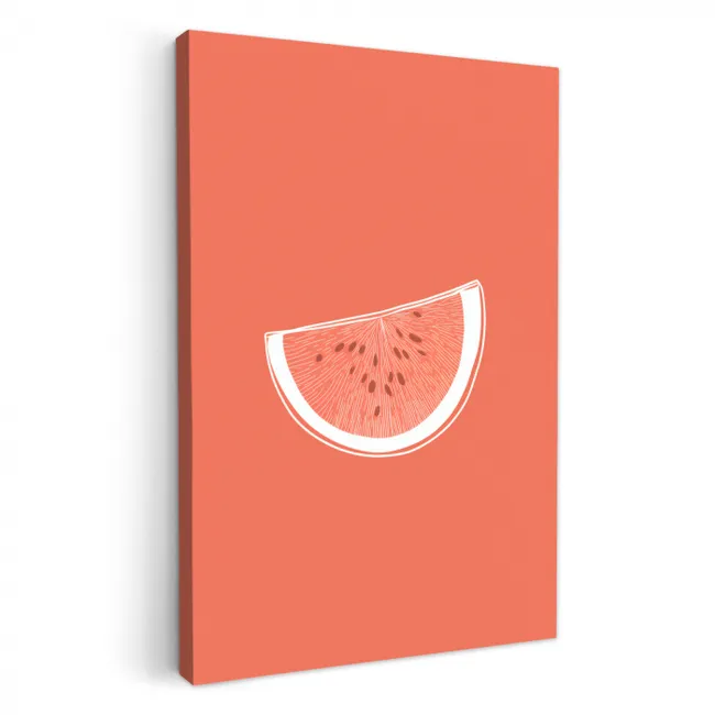 Watermeloen - Lijnen - Koraalrood KitchenYeah - Keuken - Canvas klein -3d