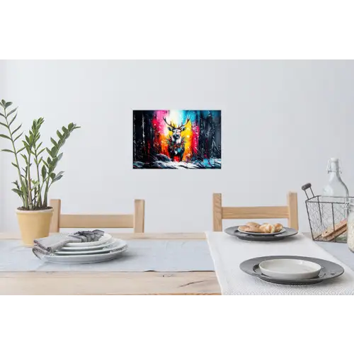Rendier - Gewei - Krans - Kleurrijk Muursticker klein -eettafel